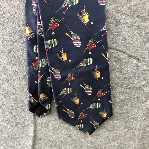 Vintage Rooster For Princeton University Necktie Tie Navy Tennis Preppy Silk - Picture 3 of 6